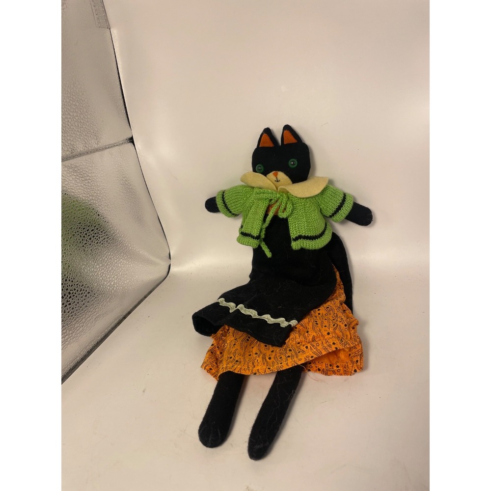 HTF Halloween Vintage Midwest of CF Black Cat Shelf Sitter Moon Stars Plush 13"